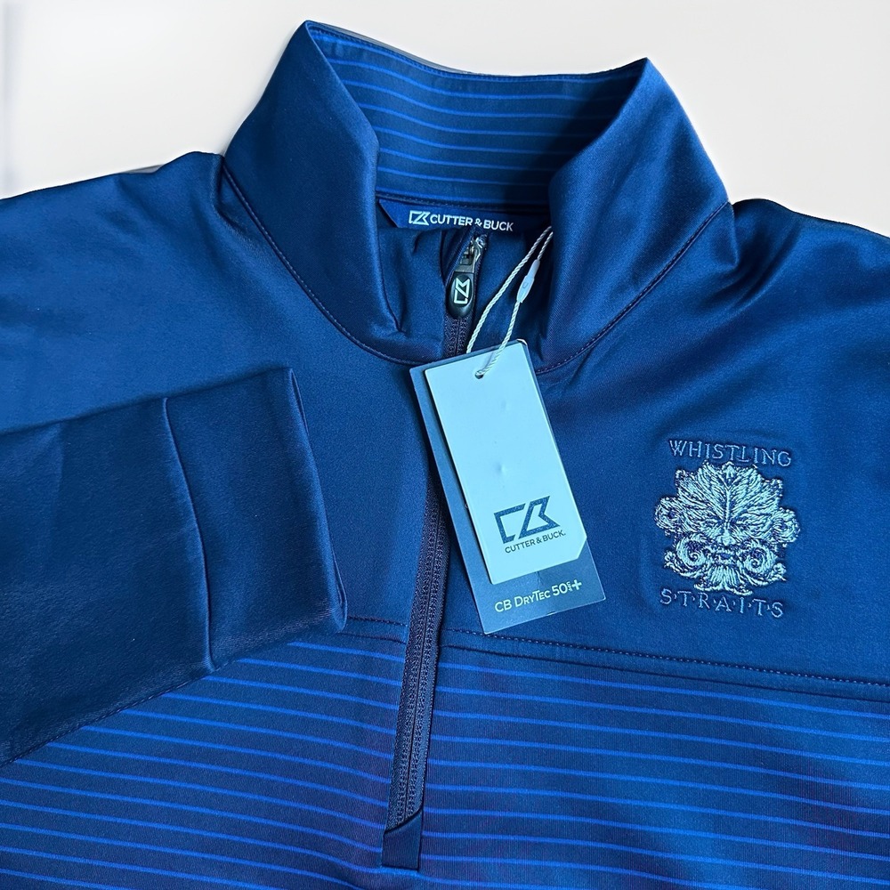 NEW Cutter & Buck Whistling Straits Golf 1/4 Zip Men Medium Navy Performance